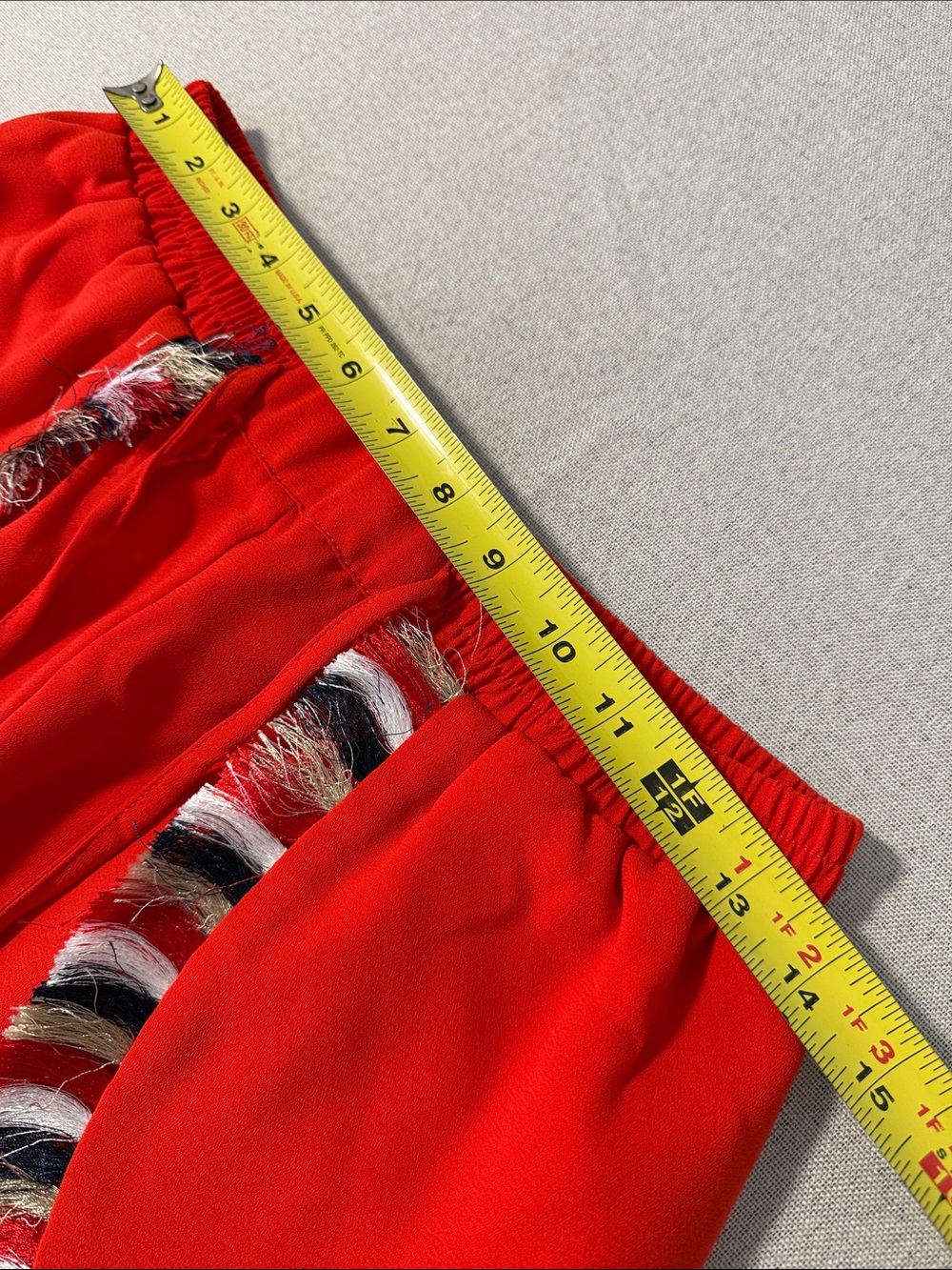 Chloe Oliver Women's Red Orange Athletic Shorts with Fringe Trim Size Medium - Picture 9 of 15